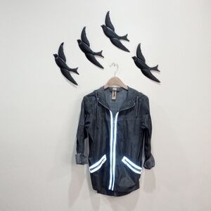 Anthropologie Fillmore California Reflective Rain Jacket Windbreaker Hood -  XS